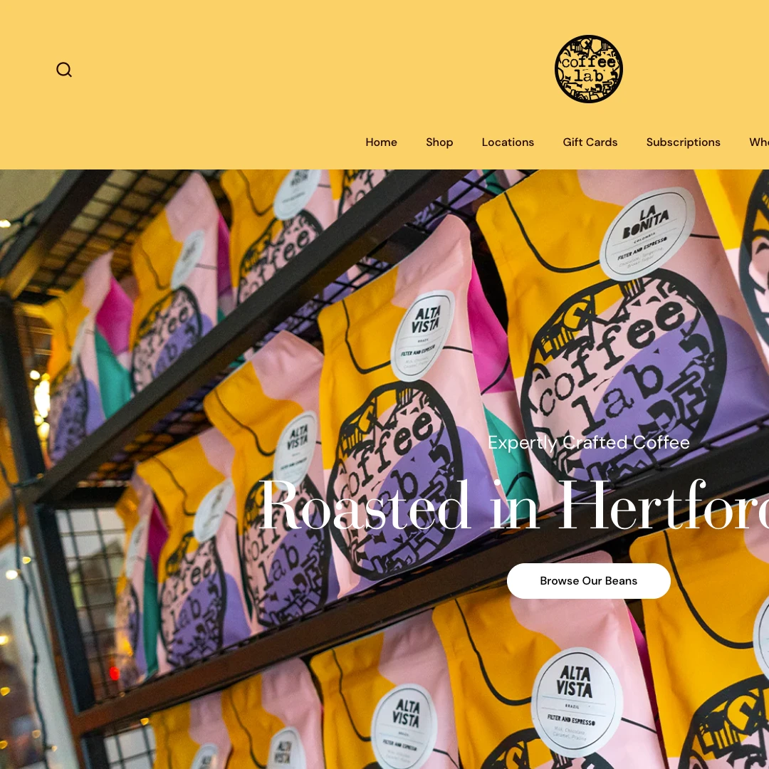 Hertford Coffee Lab Ecommerce Website Design.