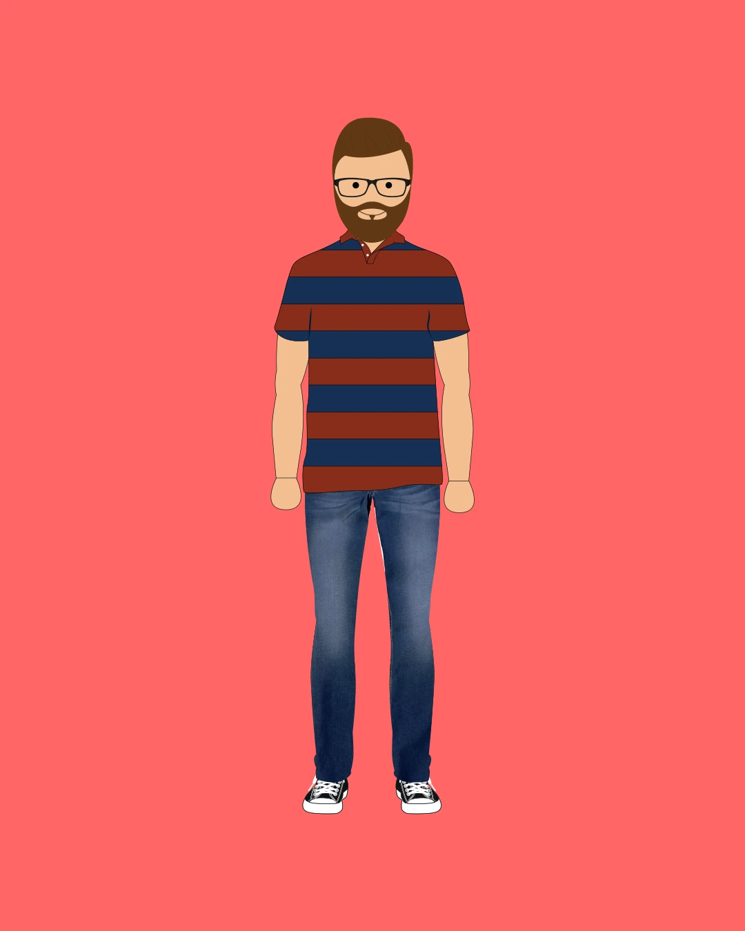 Illustrated Man Wearing Glasses.