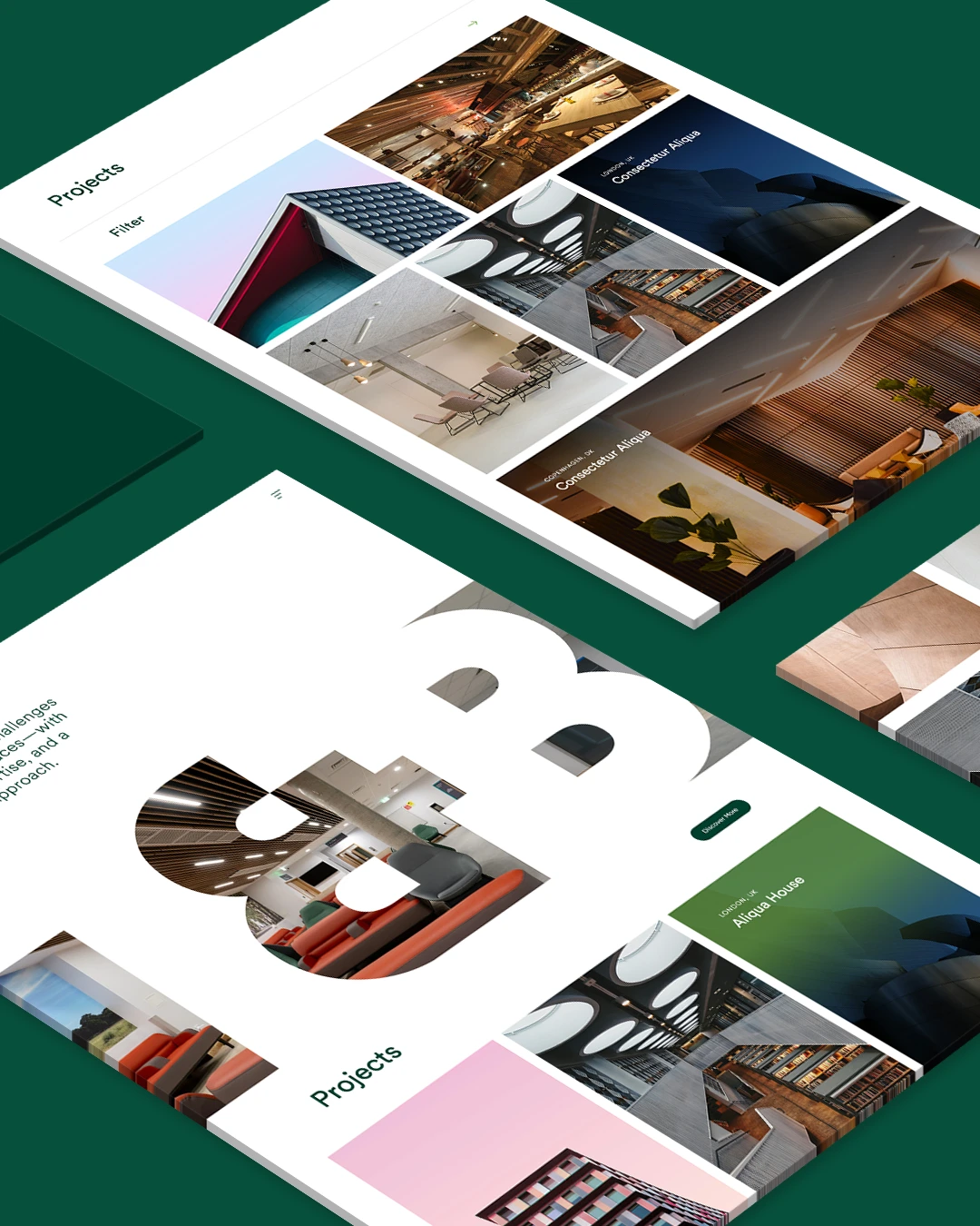 T&B Website Design Concepts On A Tilted Display.