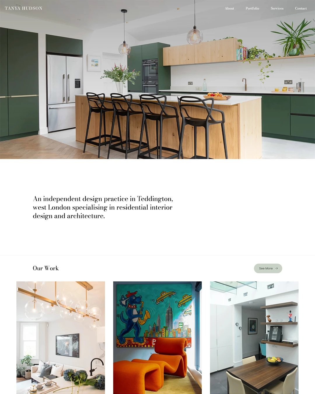 Tanya Hudson Website Home Page Design.